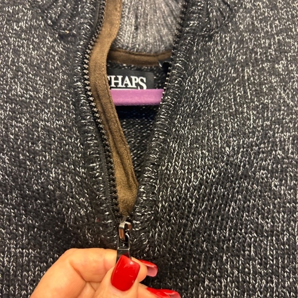 50%off w♥️ 
Chaps 1/4 zip black gray heavy chunky  sweater size XL men #39 - Picture 6 of 10